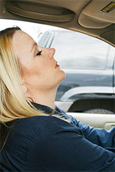 Woman asleep at the wheel. Drowsy Driving Trifold.