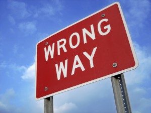 A white and red Wrong Way Sign. In an effort to prevent or reduce these types of accidents, Florida’s Department of Transportation will install solar powered, flashing signs to warn wrong-way drivers and also alert authorities to their presence.
