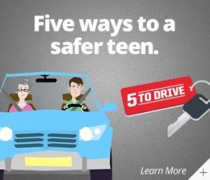 NTHSA's promotional materials for National Teen Driver Safety Week. Five Ways to a Safer Teen driver. 