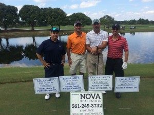 Attorneys Jason Guari and Scott Perry particpated in the Legal Aid Society of Palm Beach County’s 15th Annual Cup of Justice Golf Classic. Photo of Team Murray Guari foresome. 