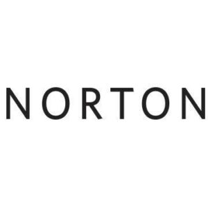 Black and White all Caps Logo of the Norton