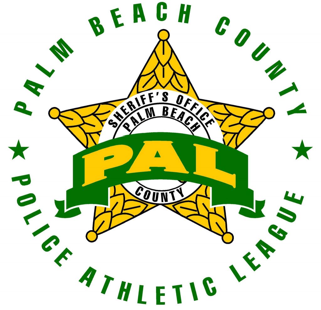 Green, Yellow and white logo of the Palm Beach County Police Athletic League.