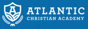 White and Blue logo of Atlantic Christian Academy