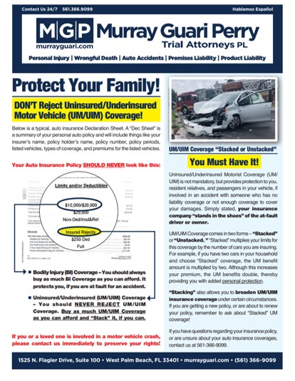 Handout Cover - Project Your Family - UM/UIM Insurance Coverage