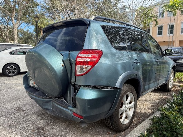 SUV that was involved in a rear-end collision